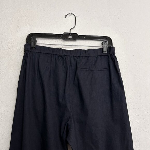 Theory Women’s Black High Slit Wide Leg Pants Linen Blend High Waist Pockets 6 - Picture 6 of 12